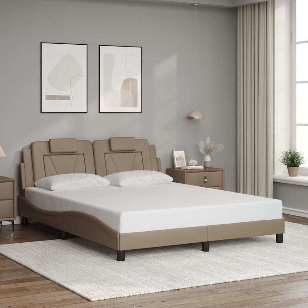 vidaXL Bed Frame "Viana" without Mattress Cappuccino Brown 160x200 cm Faux Leather