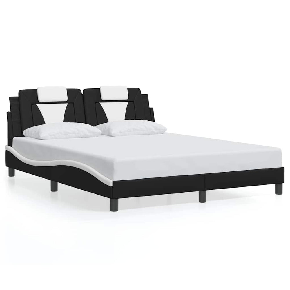 vidaXL "Viana" Bed Frame without Mattress Black and White 160x200 cm Faux Leather