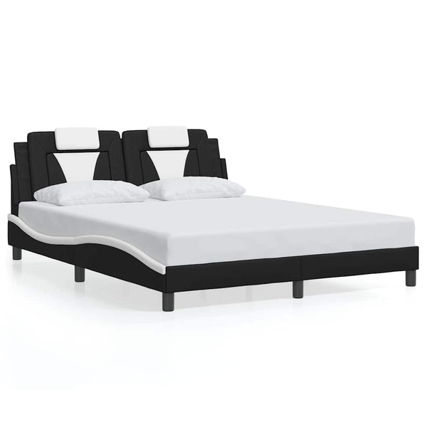 vidaXL "Viana" Bed Frame without Mattress Black and White 160x200 cm Faux Leather