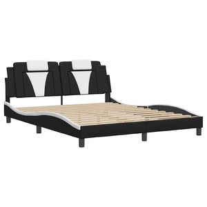 vidaXL "Viana" Bed Frame without Mattress Black and White 160x200 cm Faux Leather