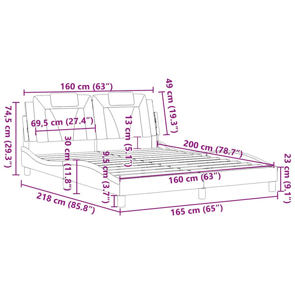 vidaXL "Viana" Bed Frame without Mattress Black and White 160x200 cm Faux Leather