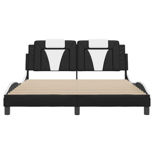 vidaXL "Viana" Bed Frame without Mattress Black and White 160x200 cm Faux Leather