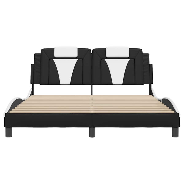 vidaXL "Viana" Bed Frame without Mattress Black and White 160x200 cm Faux Leather