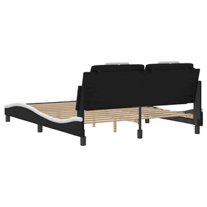 vidaXL "Viana" Bed Frame without Mattress Black and White 160x200 cm Faux Leather