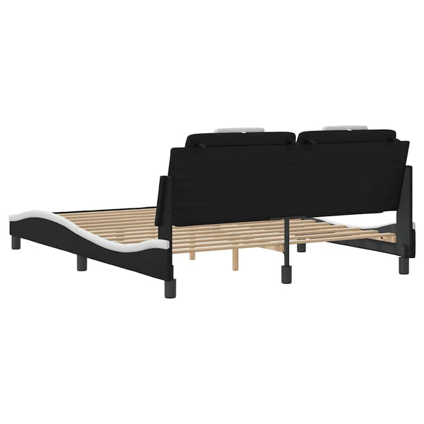 vidaXL "Viana" Bed Frame without Mattress Black and White 160x200 cm Faux Leather
