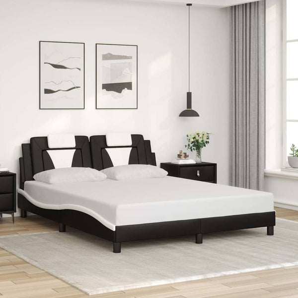 vidaXL "Viana" Bed Frame without Mattress Black and White 160x200 cm Faux Leather