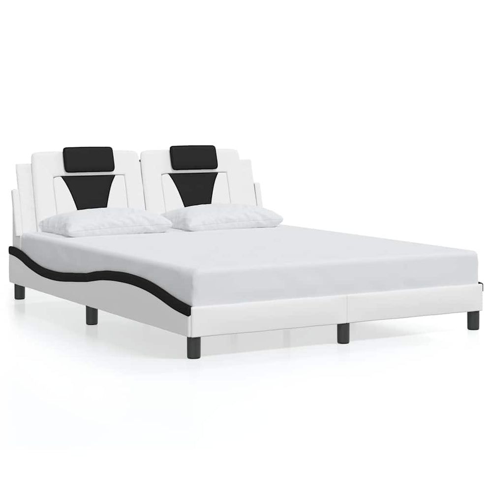 vidaXL Bed Frame "Viana" Without Mattress White and Black 160x200 cm Faux Leather