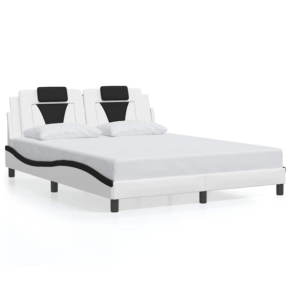 vidaXL Bed Frame "Viana" Without Mattress White and Black 160x200 cm Faux Leather