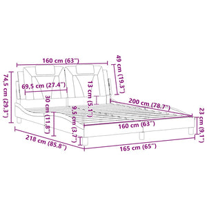 vidaXL Bed Frame "Viana" Without Mattress White and Black 160x200 cm Faux Leather