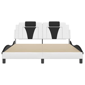 vidaXL Bed Frame "Viana" Without Mattress White and Black 160x200 cm Faux Leather