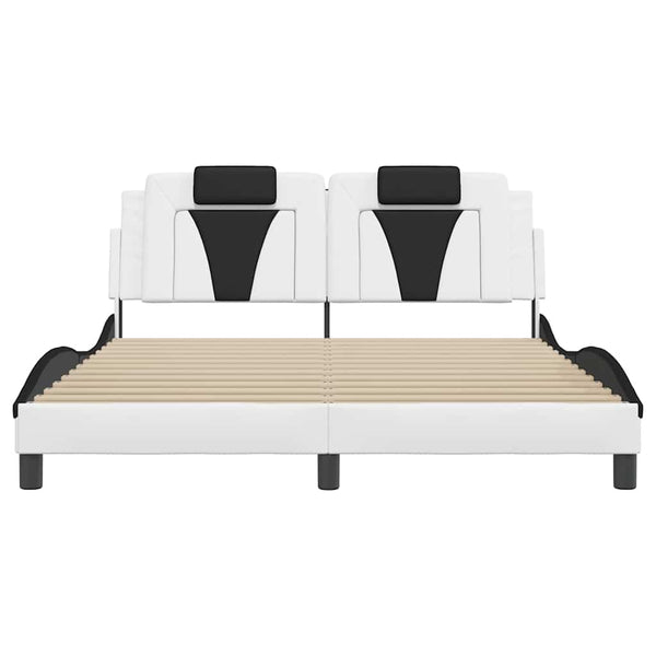 vidaXL Bed Frame "Viana" Without Mattress White and Black 160x200 cm Faux Leather