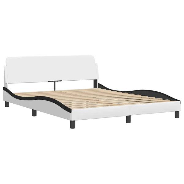 vidaXL Bed Frame "Viana" Without Mattress White and Black 160x200 cm Faux Leather