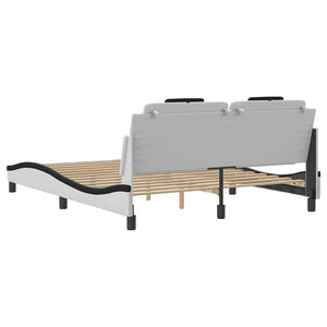 vidaXL Bed Frame "Viana" Without Mattress White and Black 160x200 cm Faux Leather