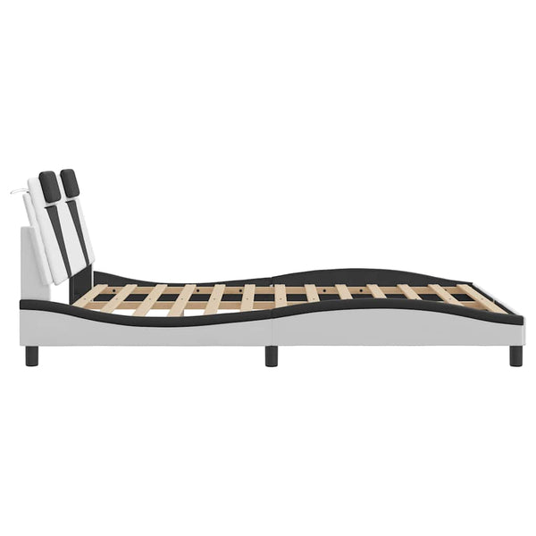 vidaXL Bed Frame "Viana" Without Mattress White and Black 160x200 cm Faux Leather