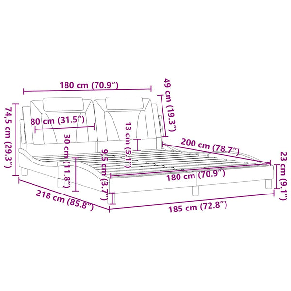 vidaXL "Viana" Bed Frame without Mattress Black 180x200 cm Faux Leather