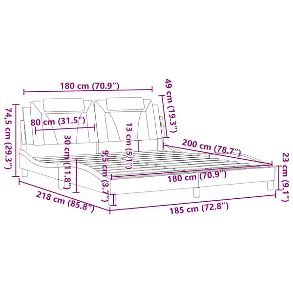 vidaXL Bed Frame "Viana" without Mattress White 180x200 cm Faux Leather