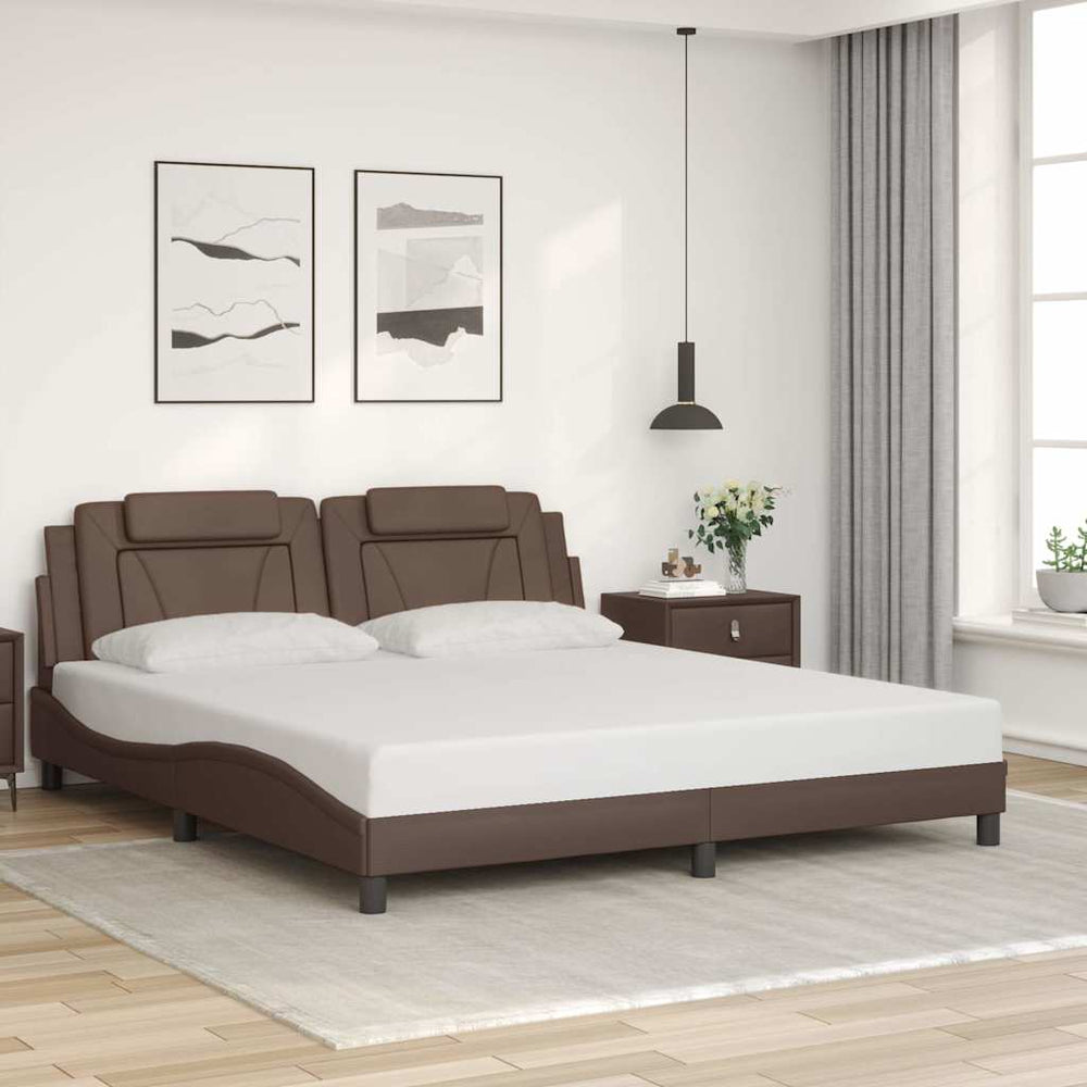 vidaXL "Viana" Bed Frame without Mattress Brown 180x200 cm Faux Leather
