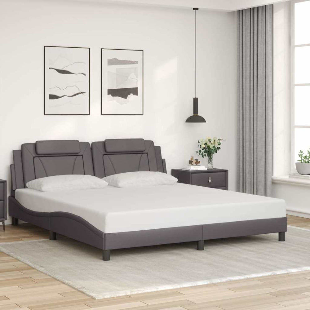 vidaXL Bed Frame "Viana" without Mattress Grey 180x200 cm Faux Leather
