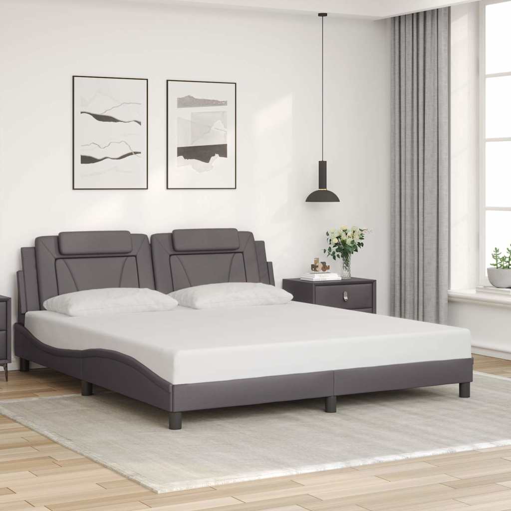 vidaXL Bed Frame "Viana" without Mattress Grey 180x200 cm Faux Leather