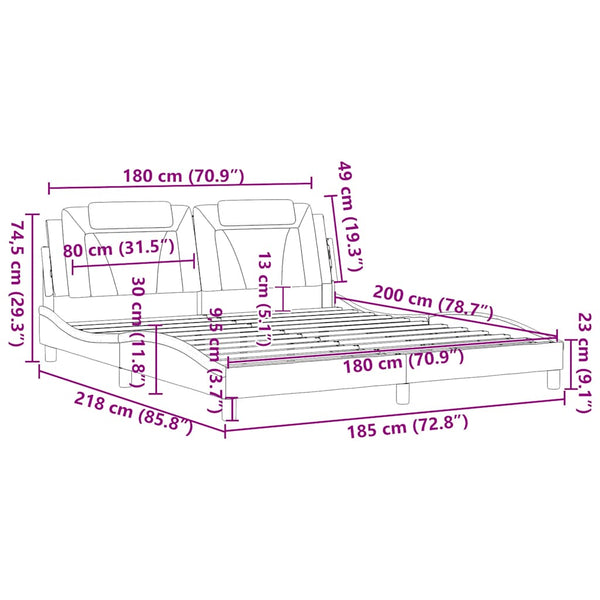 vidaXL Bed Frame "Viana" without Mattress Cappuccino Brown 180x200 cm Faux Leather