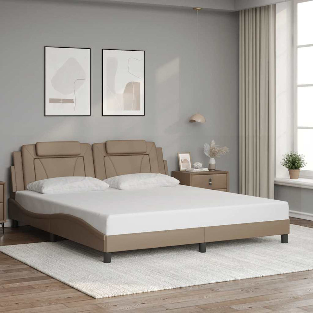 vidaXL Bed Frame "Viana" without Mattress Cappuccino Brown 180x200 cm Faux Leather