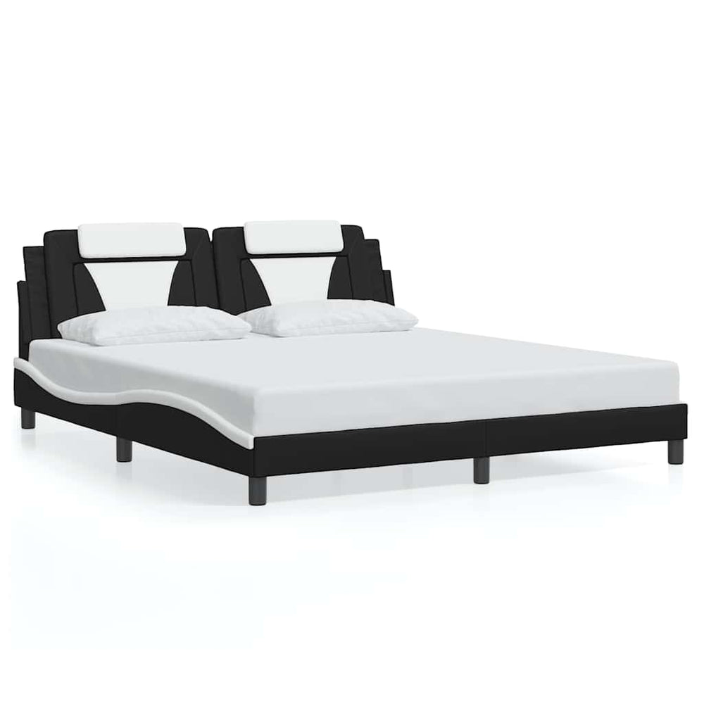 vidaXL Bed Frame "Viana" Without Mattress Black and White 180x200 cm Faux Leather