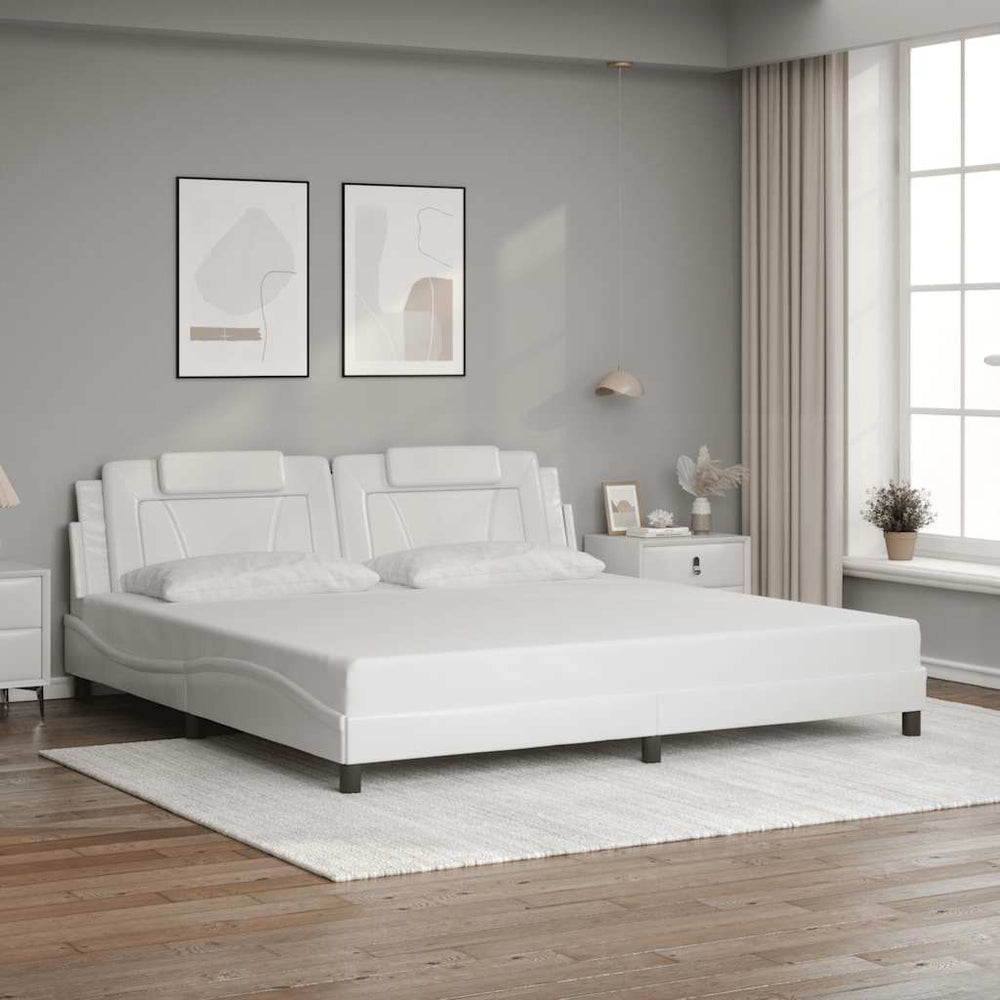 vidaXL Bed Frame "Viana" without Mattress White 200x200 cm Faux Leather