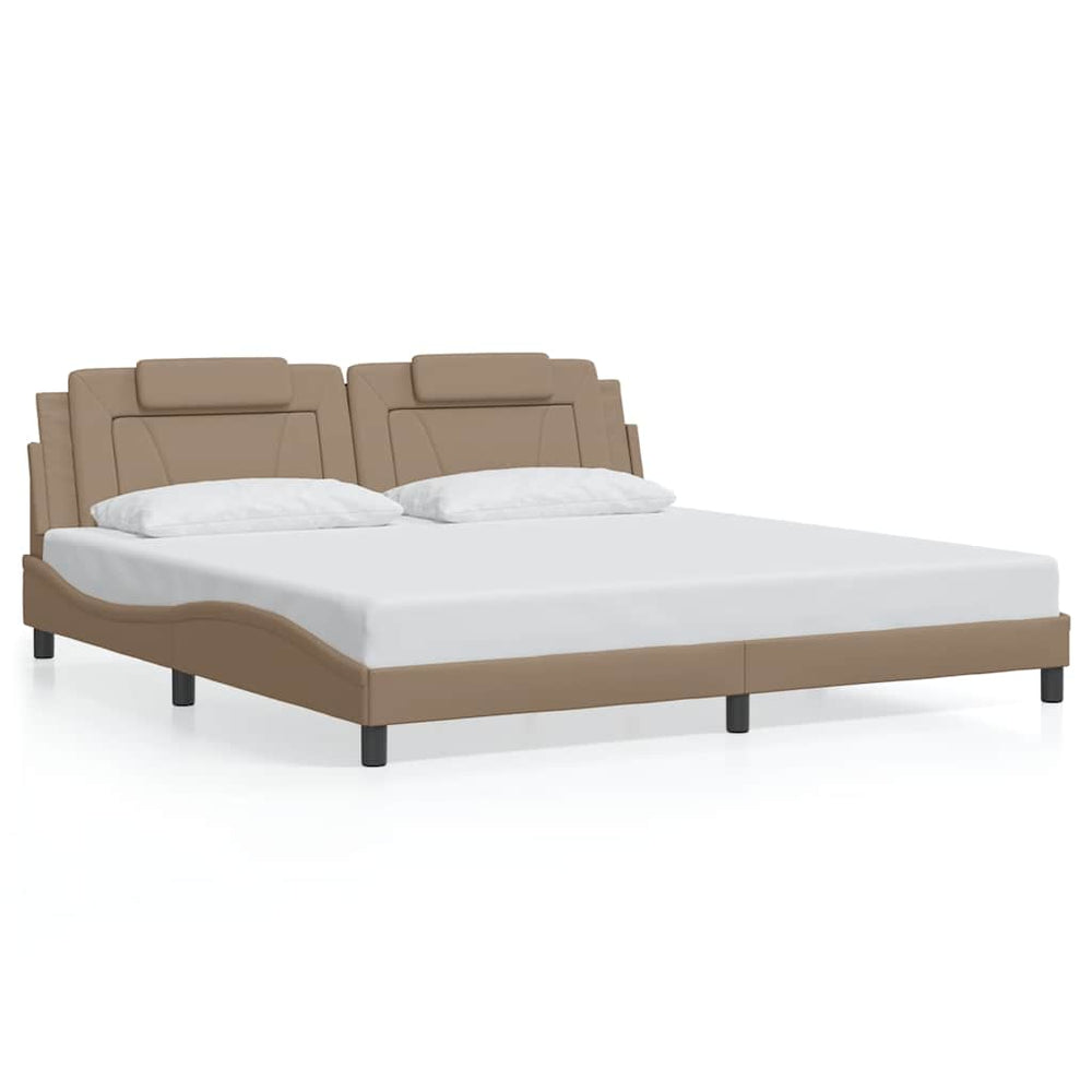 vidaXL "Viana" Bed Frame without Mattress Cappuccino Brown 200x200 cm Faux Leather