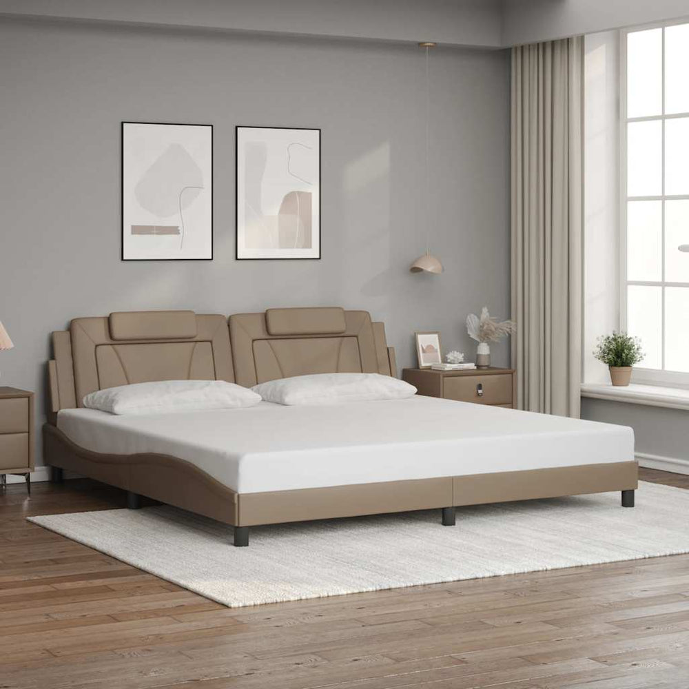vidaXL "Viana" Bed Frame without Mattress Cappuccino Brown 200x200 cm Faux Leather