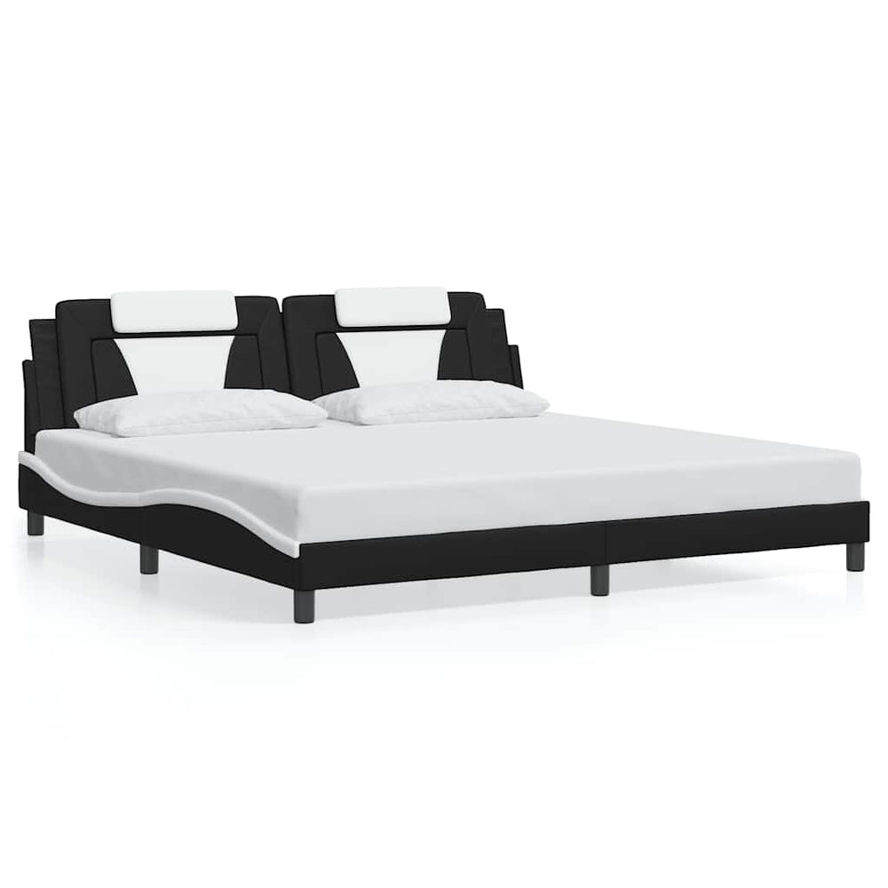vidaXL Bed Frame "Viana" Without Mattress Black and White 200x200 cm Faux Leather