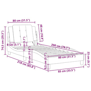 vidaXL Bed Frame without Mattress "Zadar" White 80x200 cm Faux Leather