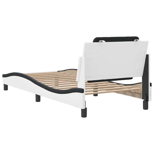 vidaXL Bed Frame without Mattress "Zadar" White and Black 80x200 cm Faux Leather