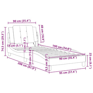 vidaXL Bed Frame without Mattress "Zadar" Black 90x190 cm Faux Leather
