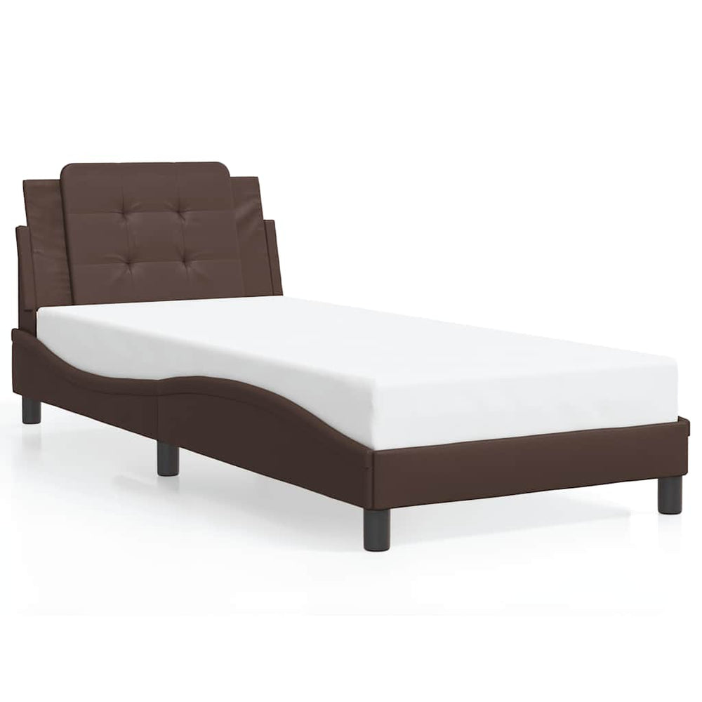 vidaXL Bed Frame without Mattress "Zadar" Brown 90x190 cm Faux Leather