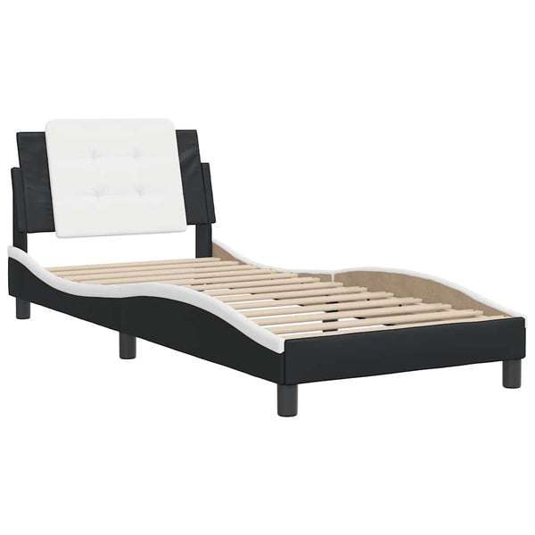 vidaXL Bed Frame without Mattress "Zadar" Black and White 90x190 cm Faux Leather