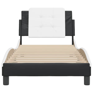 vidaXL Bed Frame without Mattress "Zadar" Black and White 90x190 cm Faux Leather