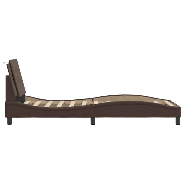 vidaXL Bed Frame without Mattress "Zadar" Brown 90x200 cm Faux Leather
