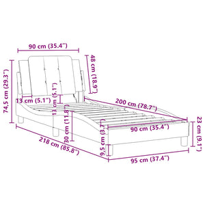 vidaXL Bed Frame without Mattress "Zadar" Grey 90x200 cm Faux Leather