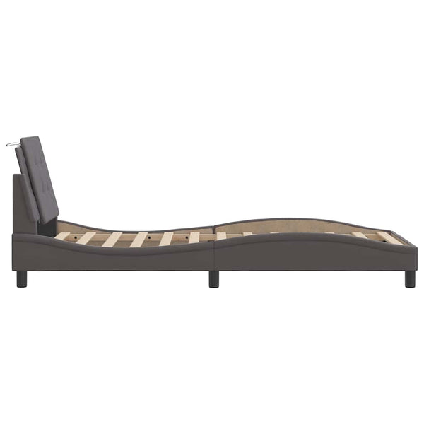 vidaXL Bed Frame without Mattress "Zadar" Grey 90x200 cm Faux Leather