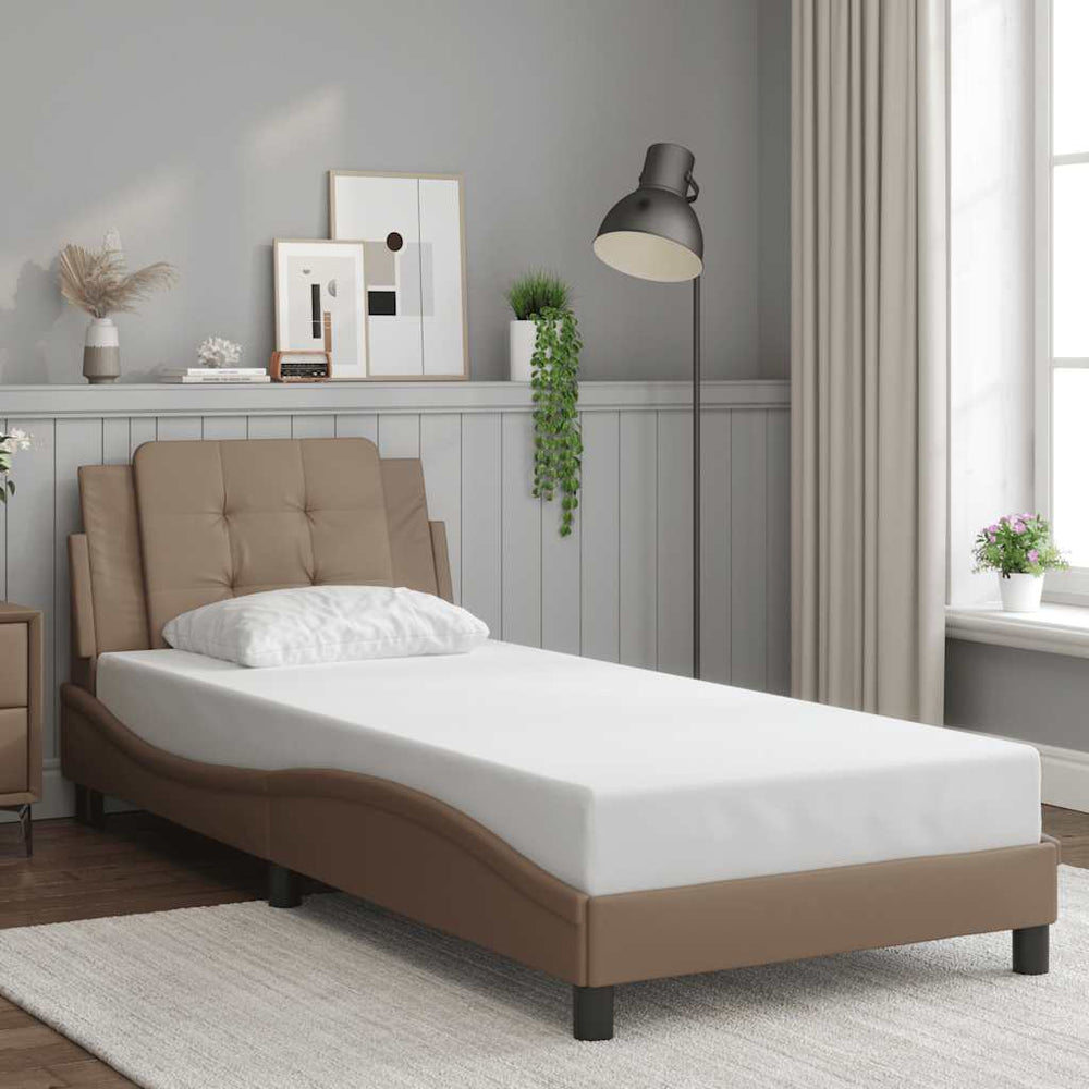 vidaXL Bed Frame without Mattress "Zadar" Cappuccino-Brown 90x200 cm Faux Leather