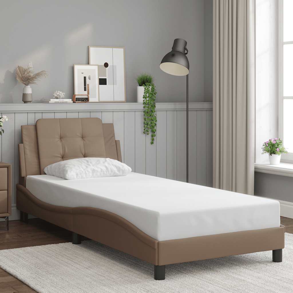 vidaXL Bed Frame without Mattress "Zadar" Cappuccino-Brown 90x200 cm Faux Leather
