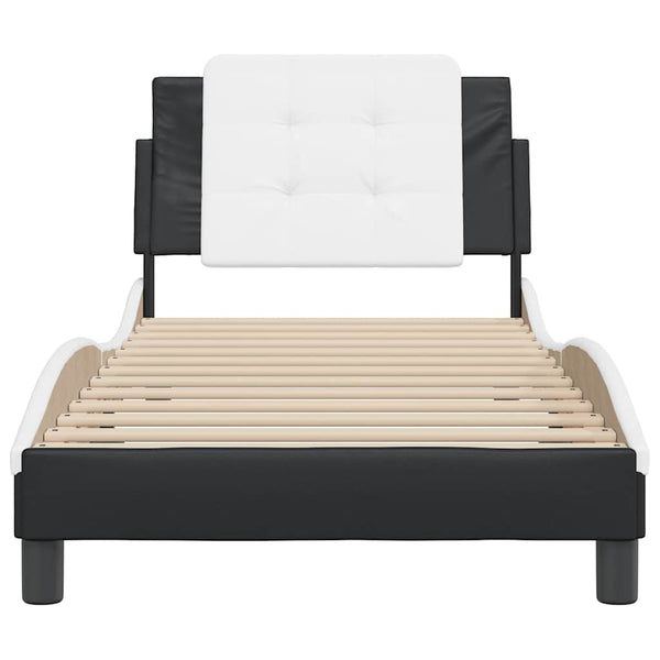 vidaXL Bed Frame without Mattress "Zadar" Black and White 90x200 cm Faux Leather