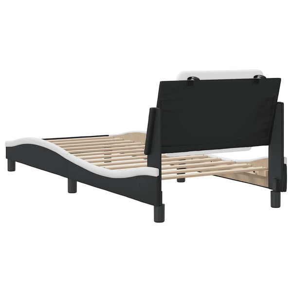 vidaXL Bed Frame without Mattress "Zadar" Black and White 90x200 cm Faux Leather