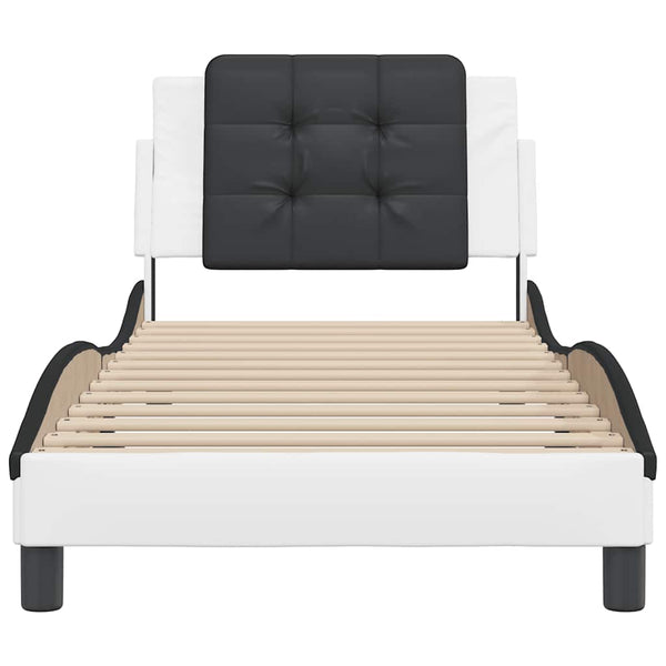 vidaXL Bed Frame without Mattress "Zadar" White and Black 90x200 cm Faux Leather