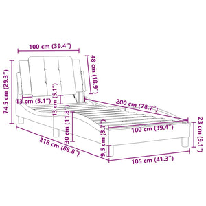 vidaXL Bed Frame without Mattress "Zadar" Grey 100x200 cm Faux Leather