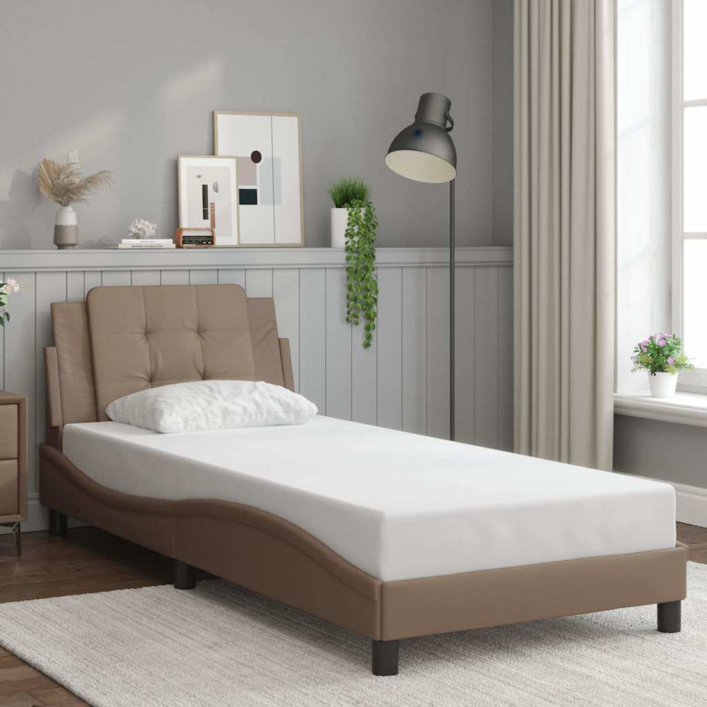 vidaXL Bed Frame without Mattress "Zadar" Cappuccino Brown 100x200 cm Faux Leather