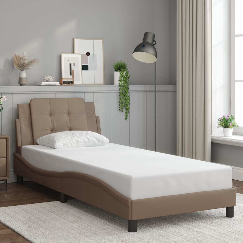 vidaXL Bed Frame without Mattress "Zadar" Cappuccino Brown 100x200 cm Faux Leather