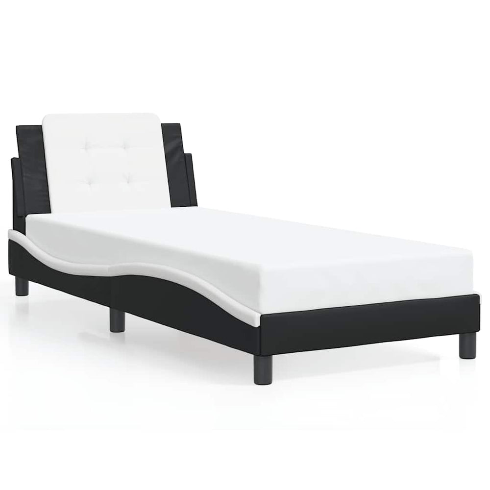 vidaXL Bed Frame Without Mattress "Zadar" Black and White 100x200 cm Faux Leather