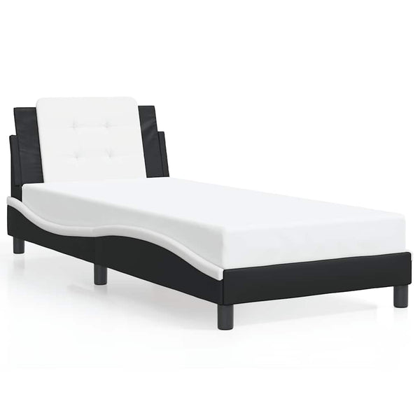 vidaXL Bed Frame Without Mattress "Zadar" Black and White 100x200 cm Faux Leather