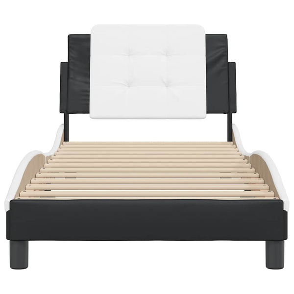 vidaXL Bed Frame Without Mattress "Zadar" Black and White 100x200 cm Faux Leather